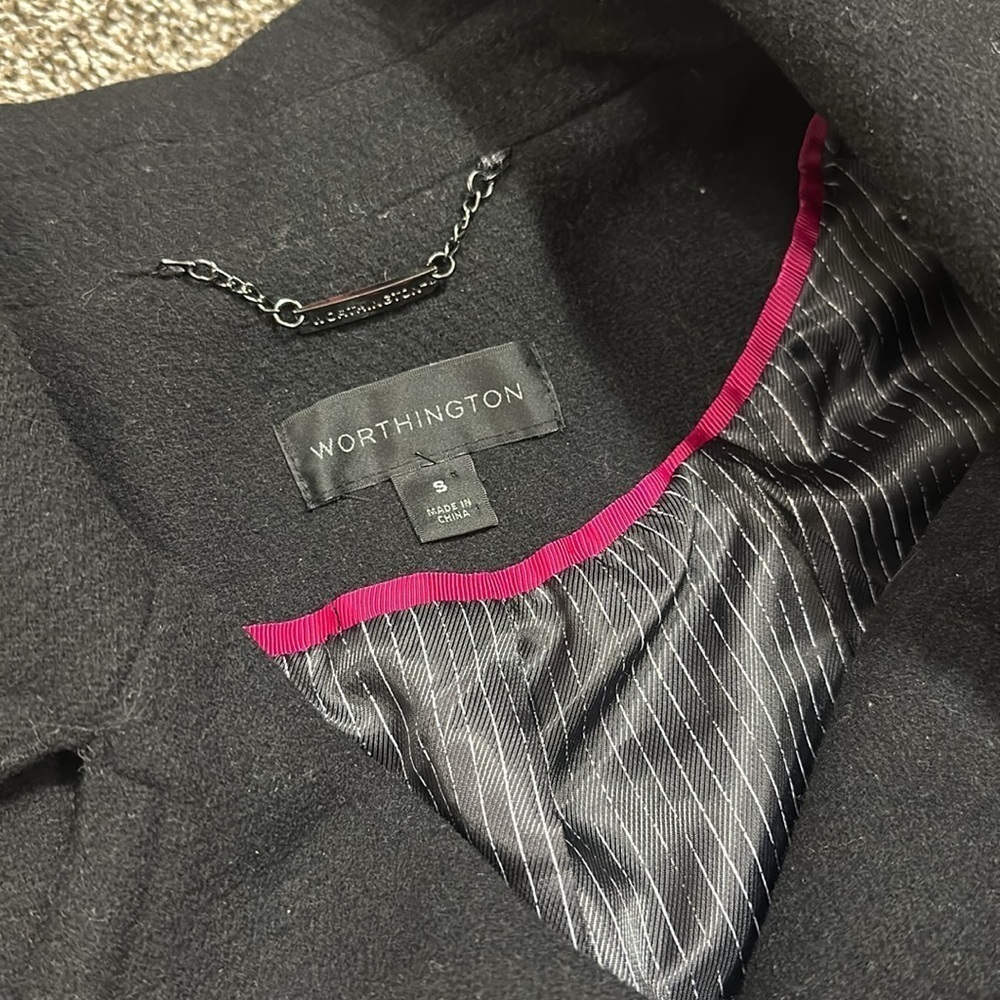 Worthington asymmetrical wool front zip coat. Black. Small. Like new. - Picture 5 of 13